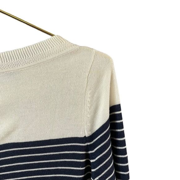 Caslon Blue White Striped Nautical Wool Blend Lightweight Sweater Size S NWT - Picture 6 of 10